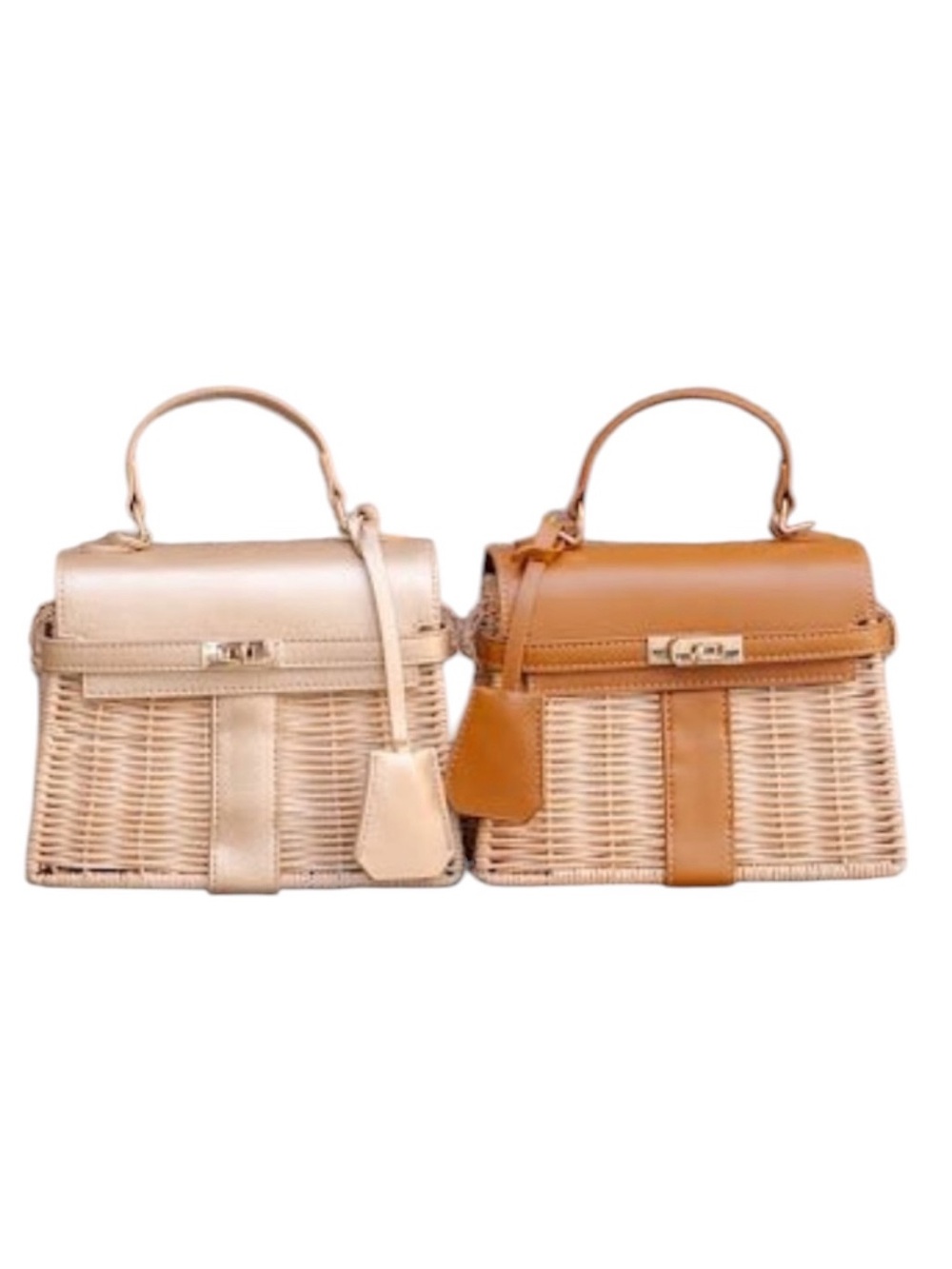 Lisi Lerch Celine Wicker Handbag Gold NWT Coastal Chic Crossbody - Picture 6 of 6